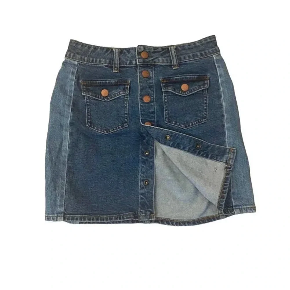 Madewell Size 25 Denim Button-up Jean Skirt Mini Casual Pockets Summer Ready
